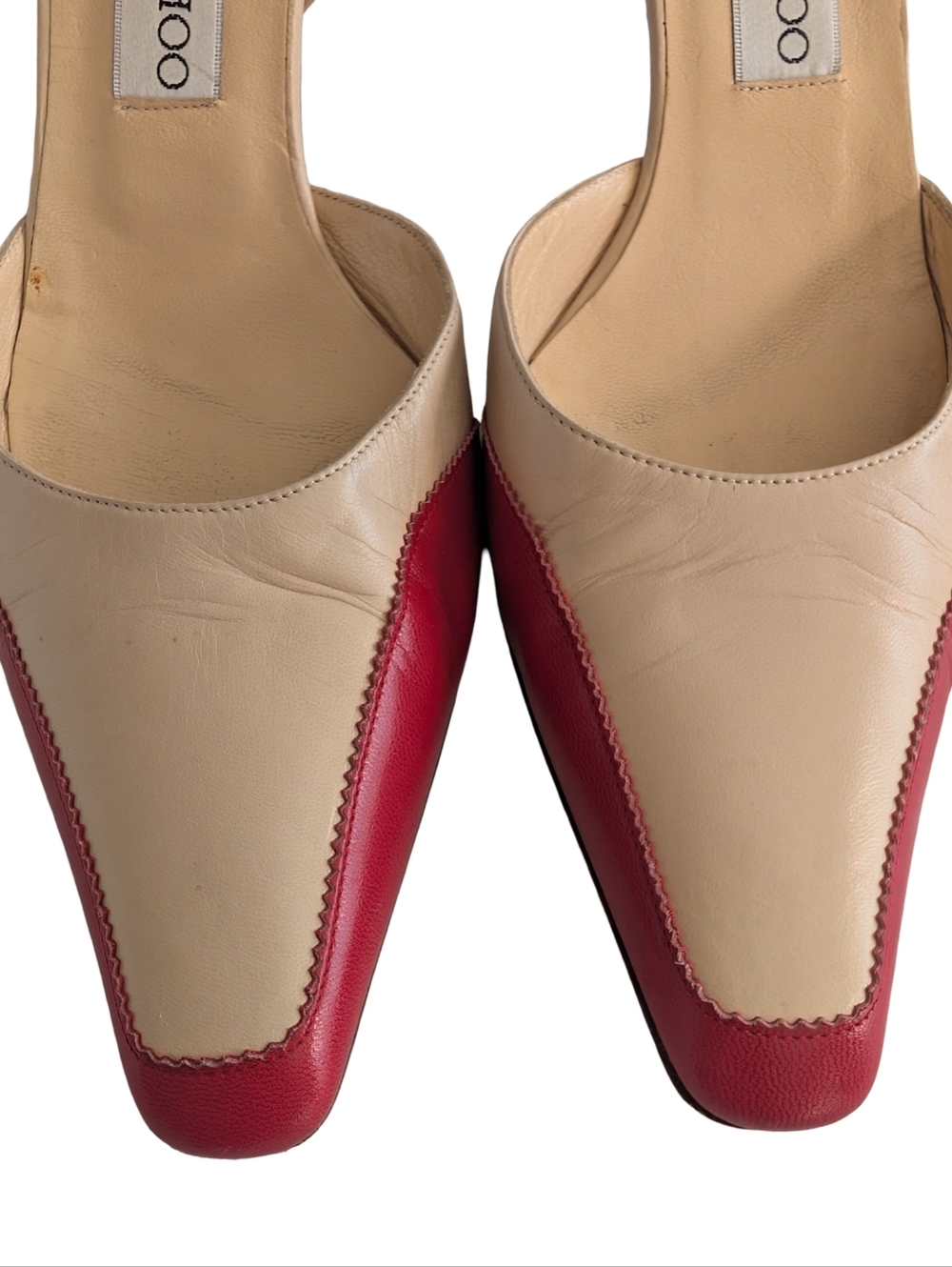 Vintage Jimmy Choo London two-tone leather slingback kitten heels Size 39.5 - Picture 6 of 12
